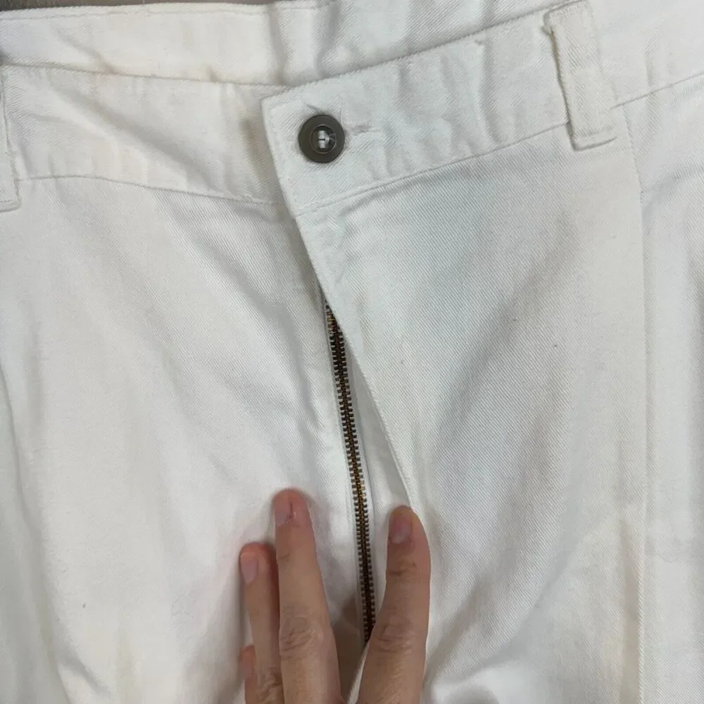 Flyers Men's High Rise Straight‎ Leg Ankle Pant Pleated White Size 36S